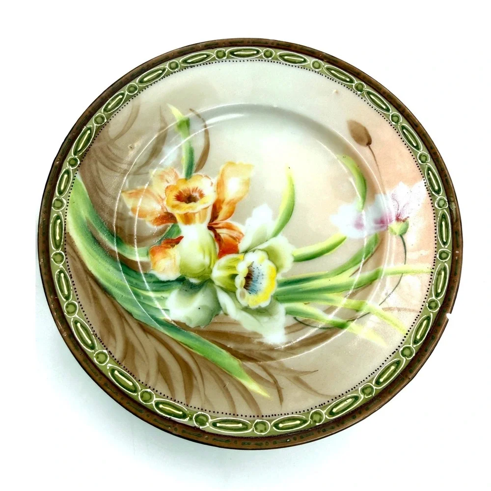 Hand Painted Nippon Floral Plates 6.25